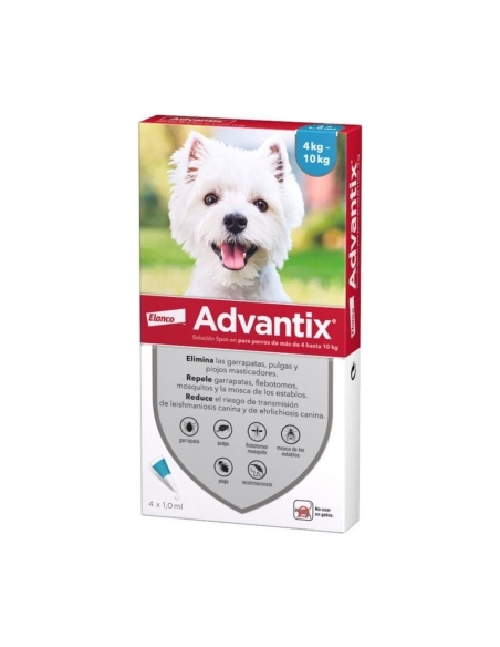 Advantix Perros 4-10 kg 4 pipetas | Repele flebotomos | FarmaViesques