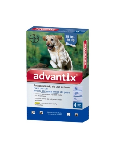 Advantix Perros +25 kg (25-40 kg) 4 pipetas | Leishmaniosis | FarmaViesques